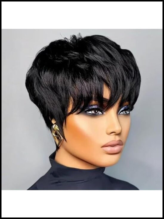100% Human Hair Pixie Cut Wig for Black Women, Glueless, Wear and Go main image 5